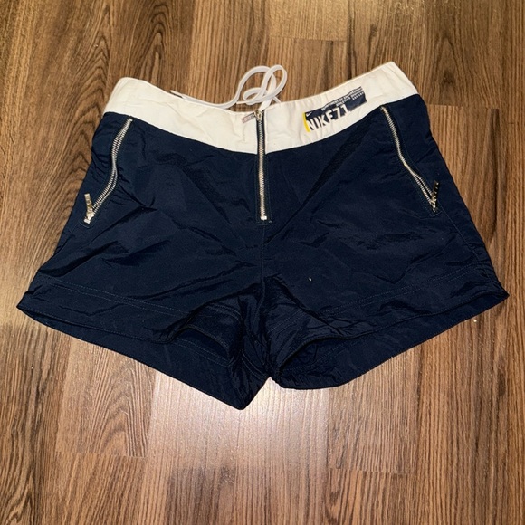 Nike 71  navy and white zip up shorts - Picture 1 of 5